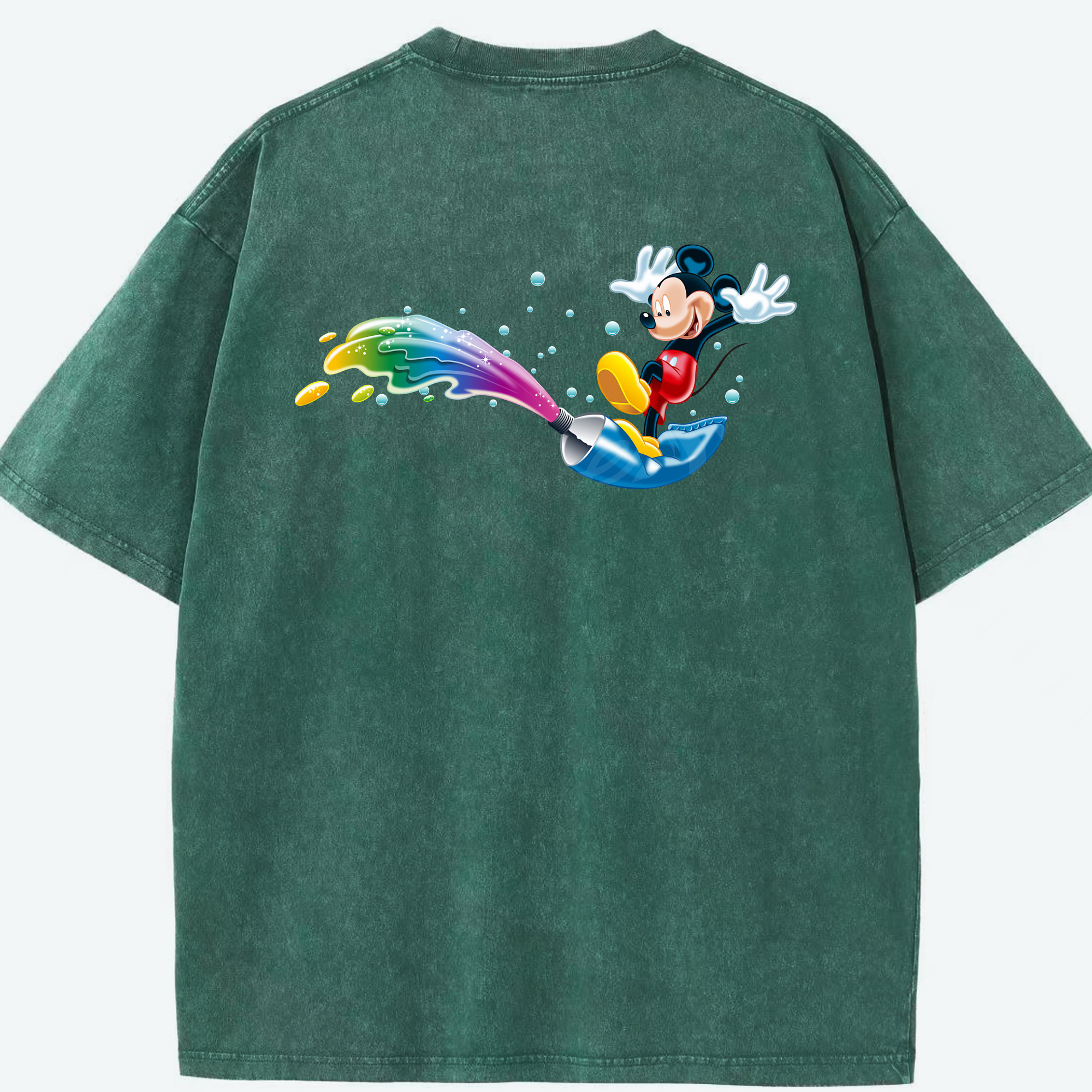 （画像用） ミッキーマウス Mickey Mouse 綿100% ヴィンテージ風 半袖Tシャツ（背面プリント）
